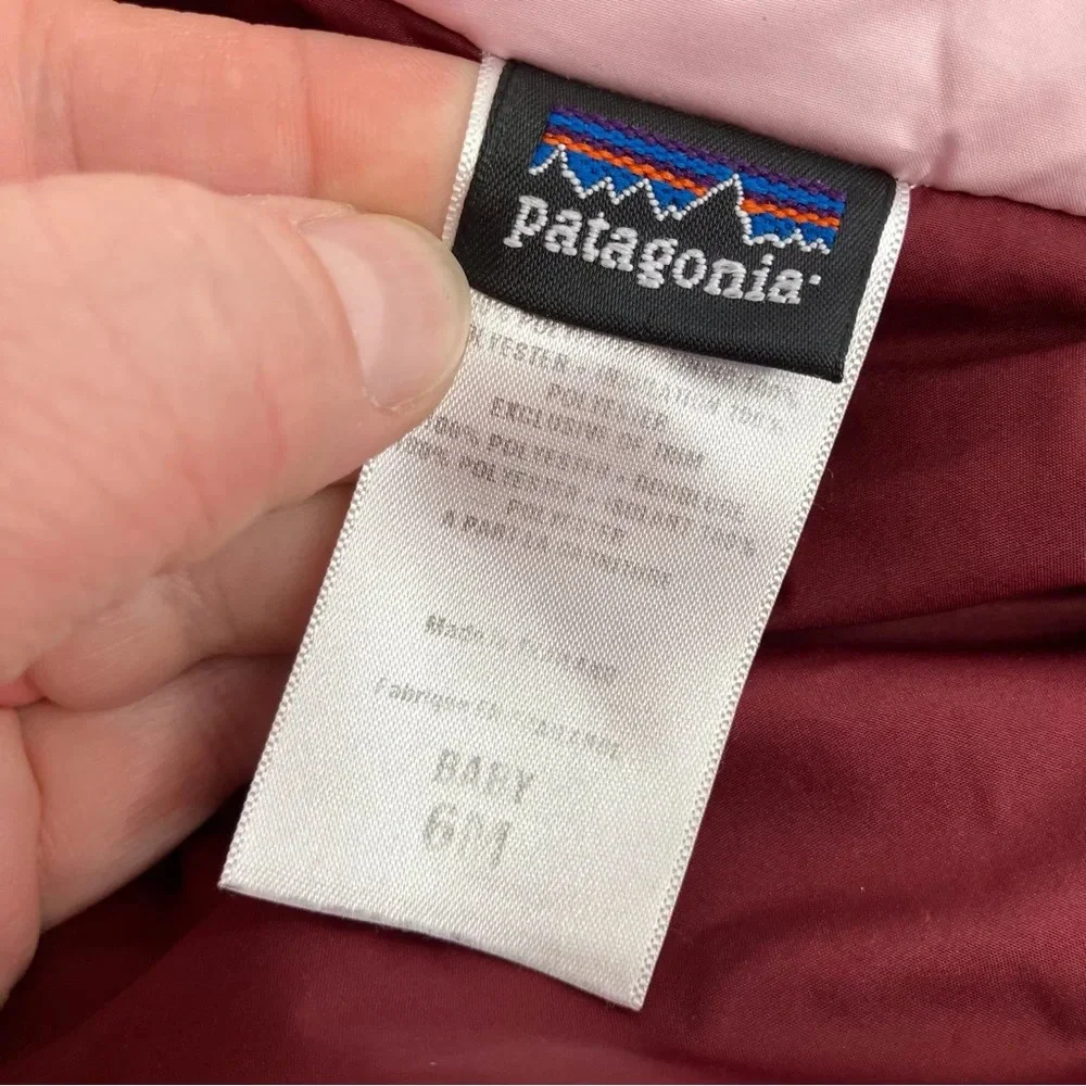 Patagonia baby puffer‎ vest pink and maroon colorblock size 6 months